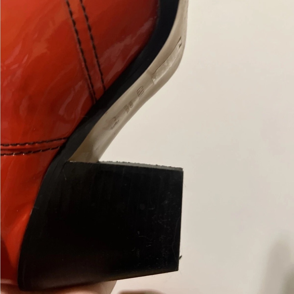 GANNI Callie Western Chelsea Boots Red Patent Leather Sz 38 US 7 7.5 G118 - Picture 12 of 16